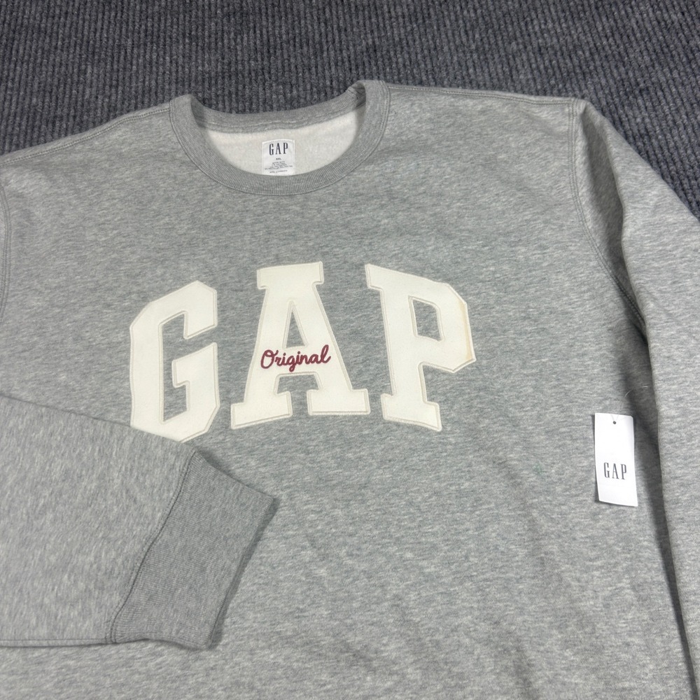 Gap Sweatshirt Men's XXL Gray Original Logo Crewneck NWT Long Sleeve Loungewear